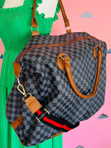 Checkered Black Duffel Bag