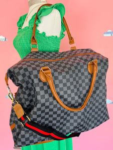 Checkered Black Duffel Bag