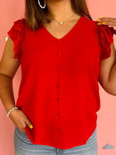 Red Ruffle Sleeve Top