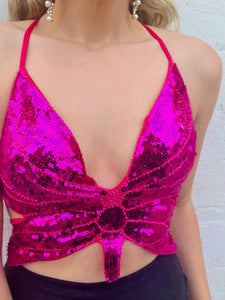 Speak Now Sequin Butterfly Top