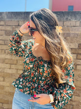 Hunter Green Floral Top