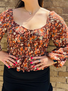 Fall Brown Floral Top