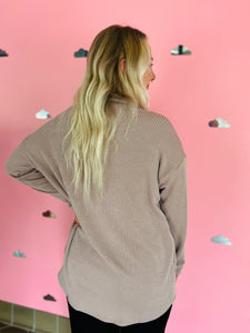 Taupe Oversized Ribbed Shacket