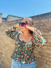 Hunter Green Floral Top