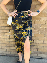 Floral Side Slit Skirt