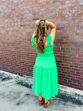 Green Ruffle Midi Dress