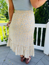 Pastel Yellow Floral Midi Skirt