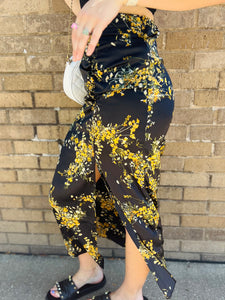 Floral Side Slit Skirt