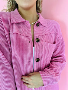 Pink Ribbed Shacket
