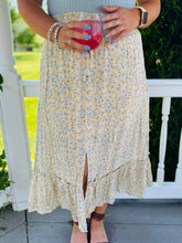 Pastel Yellow Floral Midi Skirt