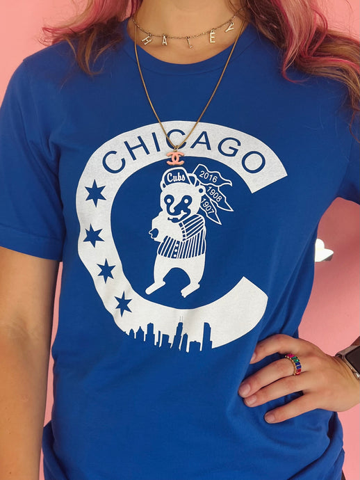 Blue Chicago Baseball Tee