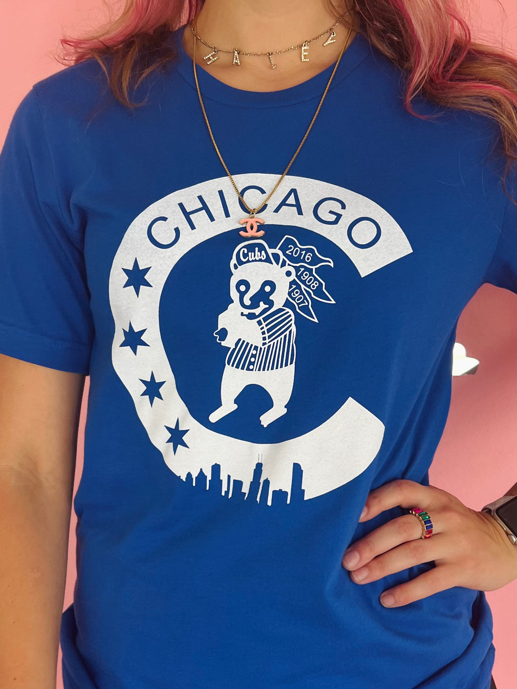 Blue Chicago Baseball Tee