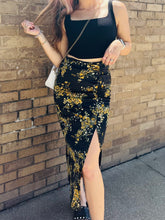 Floral Side Slit Skirt