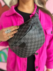Checkered Crossbody Bag (Black)