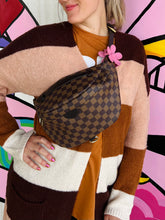 Checkered Crossbody Bag (Brown)